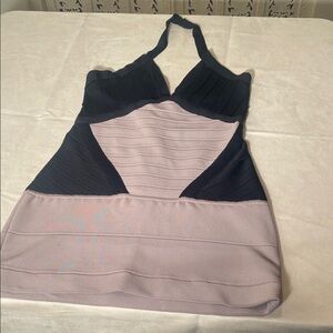 Herve Leger Black and taupe Mini Dress